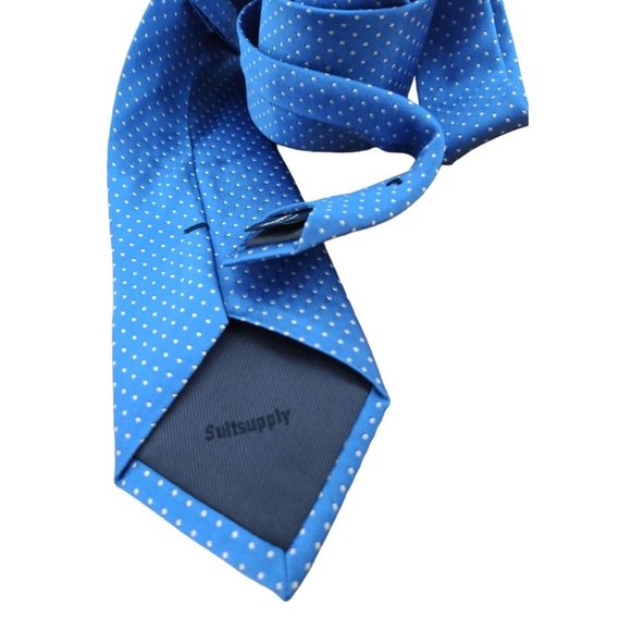 SUITSUPPLY Current Blue Geometric Silk Tie 60"/ 3.2" EC - Picture 9 of 10